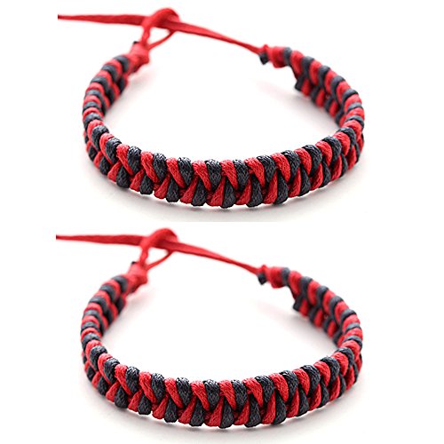 2 pulseras de amistad unisex DonDon de colores, pulseras para la pareja, modelo a elegir rojo y negro Talla única
