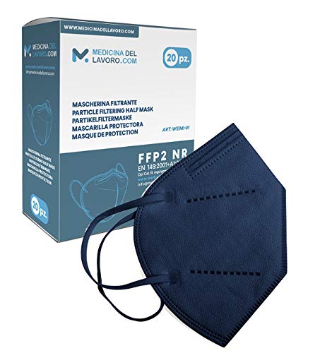 20 Mascarillas FFP2/KN95 Azul Homologadas de Certificación CE sin Válvula de 4 Capas, Máscara Protectora de Polvo y Partículas, Mascarilla de Protección Personal con Filtros de Calidad BFE≥95, 20 Pcs