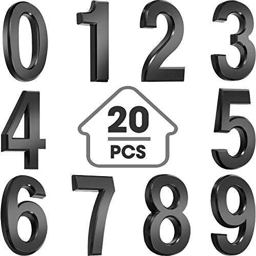 20 Piezas Números de Casa de Puerta Autoadhesivos de 2,5 Pulgadas Números de Buzones Números de Dirección para Señal de Buzón, 0 a 9 (Negro)