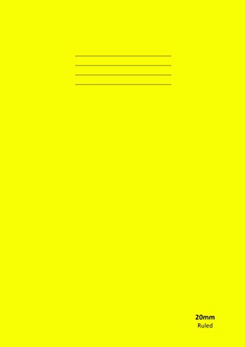 20mm: Exercise Books Ruled and Margin Wide Lined 20 mm 64 Page A4 90gsm White Paper | Writing Notebook For School Office Home etc. - Yellow cover