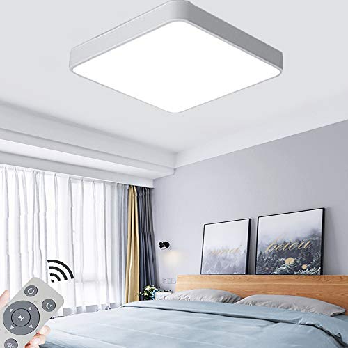 36W Lámpara de techo LED moderna rectángulo ultrafina de Ø 60 cm Atenuación Continua （con Control Remoto）para Sala De Estar Cocina Dormitorio 45cm * 6cm-Blanco