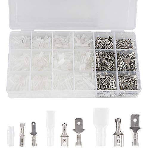 600 Piezas de Conector de Pala de Alambre, 2,8/4,8/6,3mm Bloque de terminales de crimpado de Alambre Macho y Hembra con Kit Surtido de Manga Aislante para cableado eléctrico, Altavoz de Audio 600 Piezas de Conector de Pala de Alambre, 2,8/4,8/6,3mm Bloque de terminales de crimpado de Alambre Macho y Hembra con Kit Surtido de Manga Aislante para cableado eléctrico, Altavoz de Audio