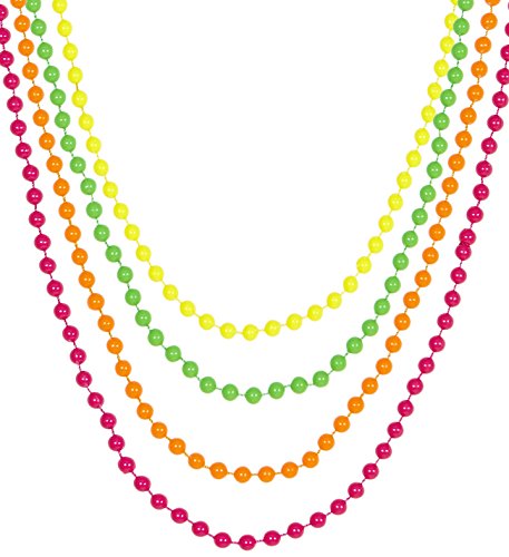 80s Neon Pearl Necklace Necklace Neon Yellow Green Pink Orange Set of 4