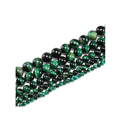 8mm Piedras preciosas sueltas de Ojo tigre verde natural perlas redondas lisas semipreciosas para la fabricación de joyas Cuentas de gran agujero Collar piedras preciosas Pulsera de piedras preciosas