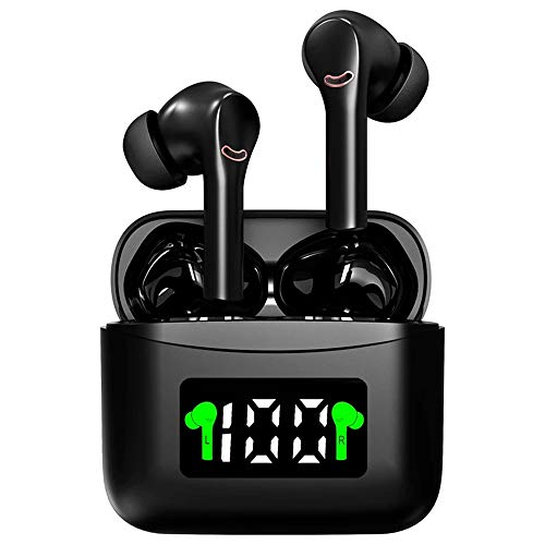 Ajing Auriculares inalámbricos, auriculares inalámbricos Bluetooth 5.2 con funda de carga tipo C, estéreo 3D HiFi, resistente al agua/micrófono HD, control táctil táctil táctil