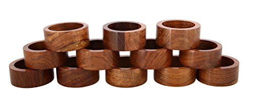 Ajuny Juego de 12 servilleteros decorativos hechos a mano de madera para cena, fiesta, decoración de mesa de 3,8 cm