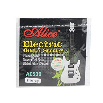Alice - Cuerdas para guitarra eléctrica (5 unidades, calibre extra ligero, parte superior E 1er, acero liso)