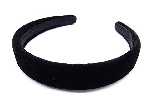 Aliceband acolchado de terciopelo suave con trenza interior negra de 2,5 cm de ancho en terciopelo negro