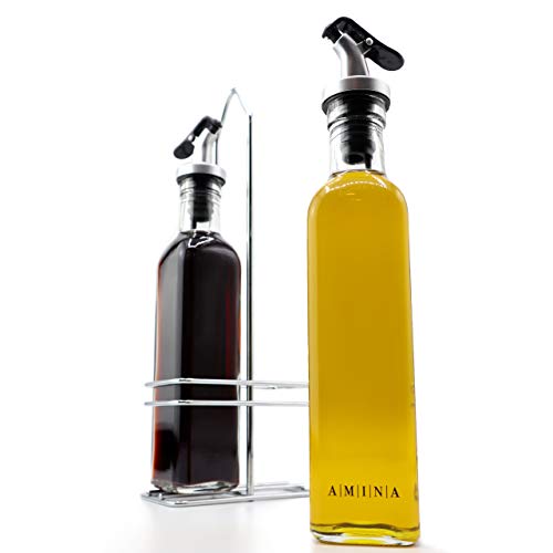 A|M|I|N|A Juego de dispensador de vinagre y Aceite - 3 Piezas, 2 Botellas de Aceite y Soporte | A Prueba de Fugas y sin Goteo | con tapón antisuciedad (250 ml) A|M|I|N|A Juego de dispensador de vinagre y Aceite - 3 Piezas, 2 Botellas de Aceite y Soporte | A Prueba de Fugas y sin Goteo | con tapón antisuciedad (250 ml)