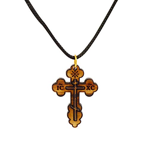 Amuleto Original Belén de regalos de madera de olivo Eastern collar con colgante en forma de cruz colgante de Cuerdas