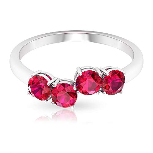 Anillo de cristal de rubí certificado de 1,36 ct, único anillo de promesa de dama de honor, anillo de compromiso de oro con piedras preciosas antiguas, 14K Oro rosa, Size:EU 50