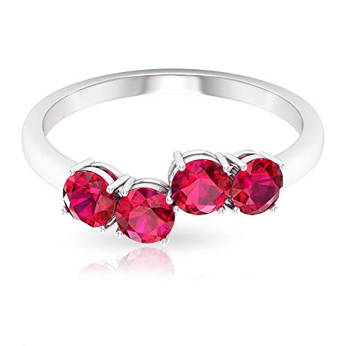 Anillo de cristal de rubí certificado de 1,36 ct, único anillo de promesa de dama de honor, anillo de compromiso de oro con piedras preciosas antiguas, 14K Oro rosa, Size:EU 50