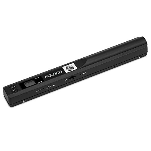 Aoleca - Escáner portátil para documentos (900 ppp, A4/B5, lector de tarjetas de visita, color blanco y negro, USB 2.0, tarjeta micro SD de 8 G y software OCR incluido)
