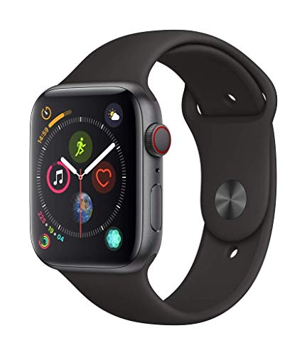 Apple Watch Series 4 44mm - Caja de aluminio en gris espacial con correa deportiva negra (GPS + celular) (Reacondicionado)