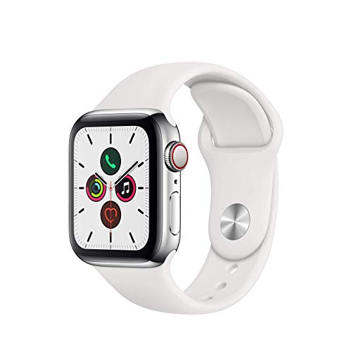 Apple Watch Series 5 (GPS + Cellular, 40 mm) Acero Inoxidable - Correa Deportiva Blanco