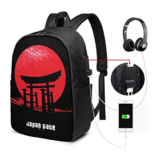 asfg Resistente a Las Manchas Japan Gate Travel Laptop Backpack,Business Anti Theft Slim Durable Laptops Backpack with USB Charging Port,Water Resistant College School Computer Bag for Women & Men