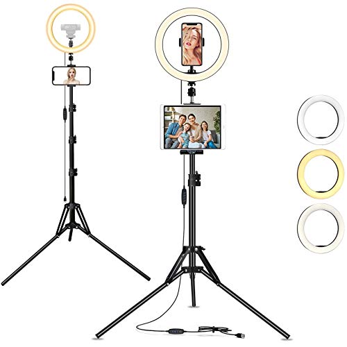 AYIZON 30cm anillo de luz con soporte, kit de luz LED para selfie con Trípode, soporte para Teléfono y Tablet, Compatible con iPhone, iPad, Logitech StreamCam C920 C930 C922 C615 Brio C925