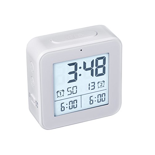 Balvi - Vision Despertador Digital. Doble Alarma. Funciona con 2 Pilas AA. Color Blanco