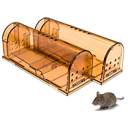 BASOYO Trampa para Ratones Humana, Trampa para Ratones y roedores Inteligente agrandada, no Mata a los Ratones, Apta para Mascotas y niños, como una casa de ratón Real (2, marrón)