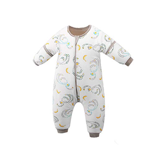 Bebé Saco de Dormir con Piernas Separable Algodón 2.5 TOG Invierno Bolsa de Dormir Mangas Larga Extraíbles para Niños Niñas 6-24 Meses,Thin-3,85-100CM