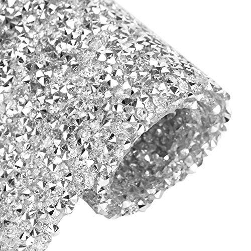 BENECREAT Hoja de Diamante de Imitación 3mm Epoxi Cristal Brillante Plateado Adorno de Diamantes de Imitación para Bolsos Costura Zapatos 40x24cm