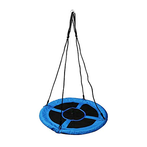 Best Goods Columpio nido redondo para niños y adultos, ajustable, diámetro de 98 cm, hasta 100 kg, color azul