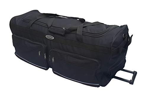 Bolsa de Viaje Blanda Deportes Maleta Trolley Grande con Ruedas. Talla L-100L, XL-115L, XXL-150L, XXXL-200L. Negro y Azul (Negro, 150L)