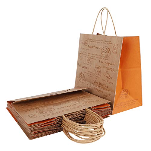 Bolsas de regalo de papel de estraza de colores resistentes para fiestas, reciclables, con asa, 10 unidades