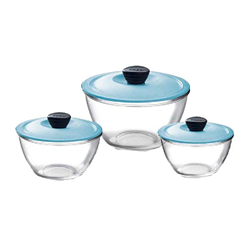 Borosilicate Baking Bowl With Microwavable Lid (650 ml + 1300 ml +2300 ml) Set of 3 Bowls.