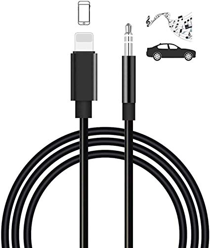 Cable Auxiliar para i Phone,Cable Auxiliar Coche i Phone Compatible con i Phone 11 Pro,X XR XS MAX 8 8P, i Pad,i Pod,Apoyo con Radio de Coche,Altavoz,Auricular Compatible con Todos los iOS,Negro