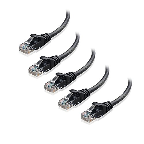 Cable Matters Pack de 5 Cable Ethernet Cat6 Moldeado (Cable Cat6, Cable Cat 6) Negro, 1,5 Metros