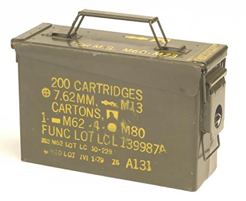 Caja original de munición usada de los EE.UU.-Caja metálica para munición, para 200 balas del calibre 7.62.