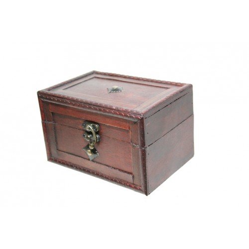 CAL FUSTER - Caja joyero de Madera laminada con botón Central Color Caoba. Medidas: 11x12x18 cm.