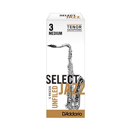 Cañas para saxo tenor Rico Select Jazz, corte americano, resistencia 3/media, paquete de 5