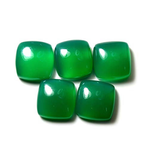 CaratYogi 9X9 MM 5 Piezas Original Onyx Lote Verde Cojín Cabujón de Piedras Preciosas Sueltas para la fabricación de Joyas