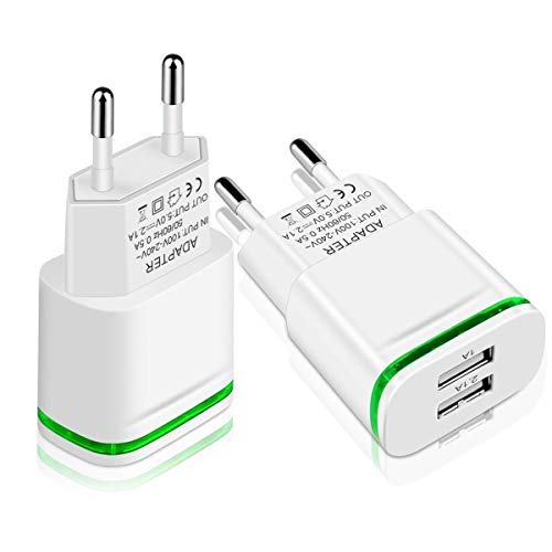 Cargador USB, 2.1A 5V Universal Doble Puertos Corriente Enchufe Movil de Pared Adaptador Valido para iPhone 12 X XS/XS MAX XR 8 7 6 6S Plus SE 2020 5S, Samsung Galaxy, Xiaomi, Huawei Cargador USB, 2.1A 5V Universal Doble Puertos Corriente Enchufe Movil de Pared Adaptador Valido para iPhone 12 X XS/XS MAX XR 8 7 6 6S Plus SE 2020 5S, Samsung Galaxy, Xiaomi, Huawei