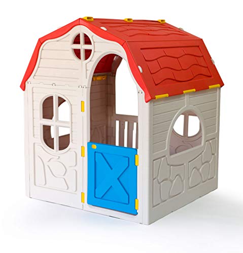 Casa de Juegos Plegable XL, Aprox. 98 x 91 x 115 cm, de plástico Resistente, Apta para Interiores y Exteriores, fácil Montaje Gracias al Sistema de Ranuras Plegable. Casa de Juegos Plegable XL, Aprox. 98 x 91 x 115 cm, de plástico Resistente, Apta para Interiores y Exteriores, fácil Montaje Gracias al Sistema de Ranuras Plegable.