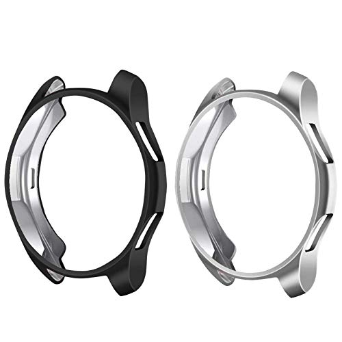 CAVN Compatible con Samsung Galaxy Estuche protector protector de 46 mm SM-R800, paquete de 2 estuches protectores generales Estuche protector flexible de TPU, color negro gris CAVN Compatible con Samsung Galaxy Estuche protector protector de 46 mm SM-R800, paquete de 2 estuches protectores generales Estuche protector flexible de TPU, color negro gris