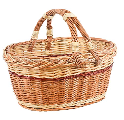 Cesteria Aparici - Cesta de Mimbre, Ovalada con Doble asa Largo - 45cm - Ancho 35cm - Alto 22cm - Alto asa 35 Cesteria Aparici - Cesta de Mimbre, Ovalada con Doble asa Largo - 45cm - Ancho 35cm - Alto 22cm - Alto asa 35