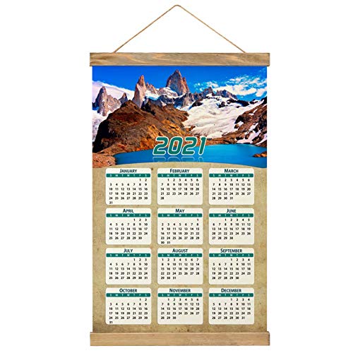 Chile Calendario de pared 2021 12 meses Lienzo Madera 20.4 "x 13.1" GL-Chile-1110