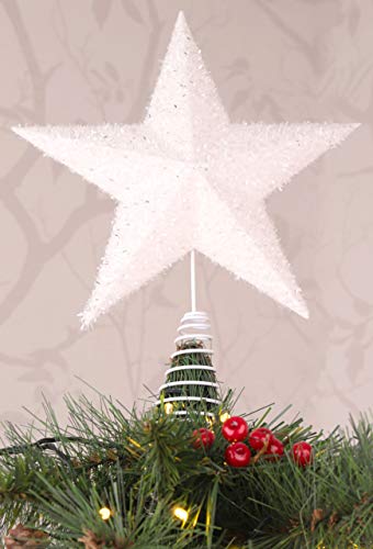 Christmas Concepts® Estrella Superior de árbol Blanco Brillante de 28 cm - Decoraciones navideñas de Lujo