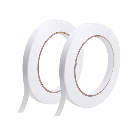 Cinta de doble cara, 2 rollos de cinta adhesiva fuerte para oficina, costura, manualidades, 50 metros cada rollo (ancho: 15 mm)