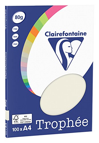 Clairefontaine Trophée - Mini resma de papel, 100 hojas, A4, 21 x 29.7 cm, color gris perla