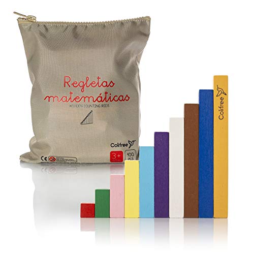 Colifree - Regletas matematicas de Madera en Bolsa, Colores Montessori, Educativo