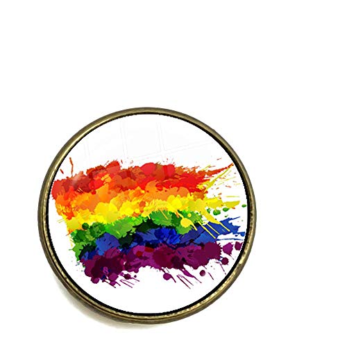 COLORFULTEA Broches Bi Pride 20Mm Cabujón De Cristal Orgullo Gay Bandera Arcoíris Foto Collar Pines Joyería para Mujeres Hombres Amantes Regalo del Orgullo
