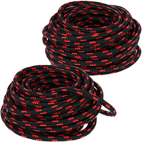 com-four® 2X 12m Cuerda Multiusos, cordón de sujeción versátil, línea de Amarre, Cuerda de Polipropileno, línea Trenzada para Regalos de Bricolaje (24 Metros - Rojo)