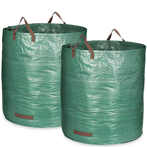 com-four® 2X Bolsa de jardín con Asas de Transporte - Bolsa de residuos de jardín Plegable XXL - Cubo Plegable a Prueba de lágrimas para Hojas y residuos Verdes (500 l - 2 Piezas)