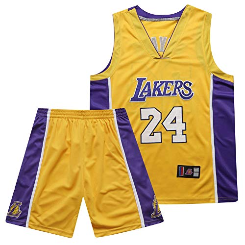 Conjunto de camiseta de baloncesto para hombre Kobe Bean Bryant # 24 de Los Angeles Lakers, adecuado para competiciones de baloncesto de deportes al aire libre y chaleco de entrenamiento diario, trans