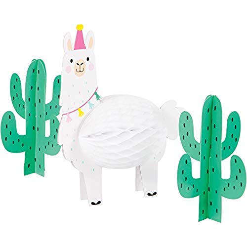 Creative Party Party Llama and Cactus Honeycomb - Juego de centro de mesa (1 unidad), Papel, multicolor