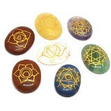 Cristales de sanación India 7 piezas grabado Chakras piedras Palm piedra cristal Reiki curación con una bolsa Cristales de sanación India 7 piezas grabado Chakras piedras Palm piedra cristal Reiki curación con una bolsa